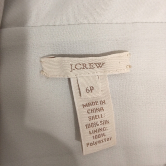 J. Crew Women's Silk Sleeveless White Empire Waist Cocktail Dress Zip Side 6P - Picture 2 of 7